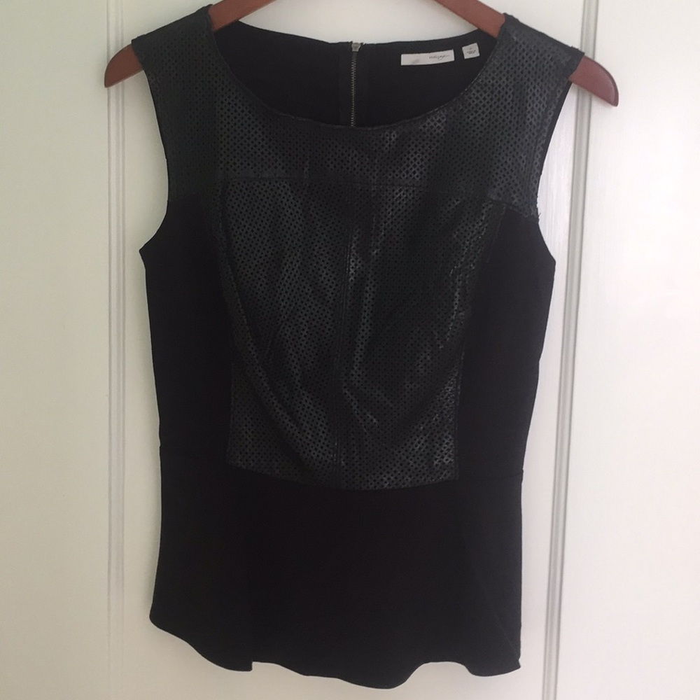 Nordstrom Halogen Leather Perforated Peplum Top